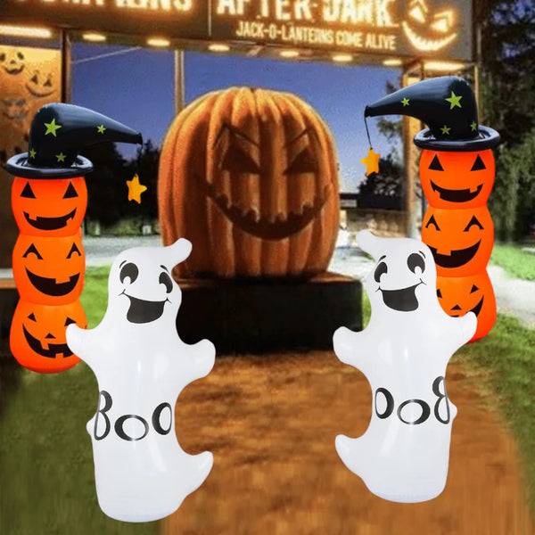 130cm Halloween Standing Inflatable Yard Decor, Inflatable White Ghost and Pumpkin for Home Yard Lawn Indoor - product image 1