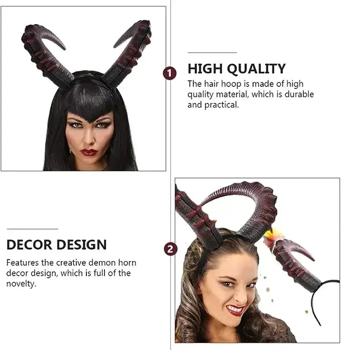 Black Demon Horn Headpiece Women Gothic Devils Sexy Animal Ox Horns