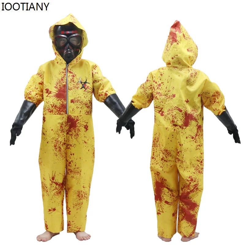 Unisex Zombie Apocalypse Zombie Infected Person Cosplay Parent-Child Costume Halloween Nuclear Radiation Virus