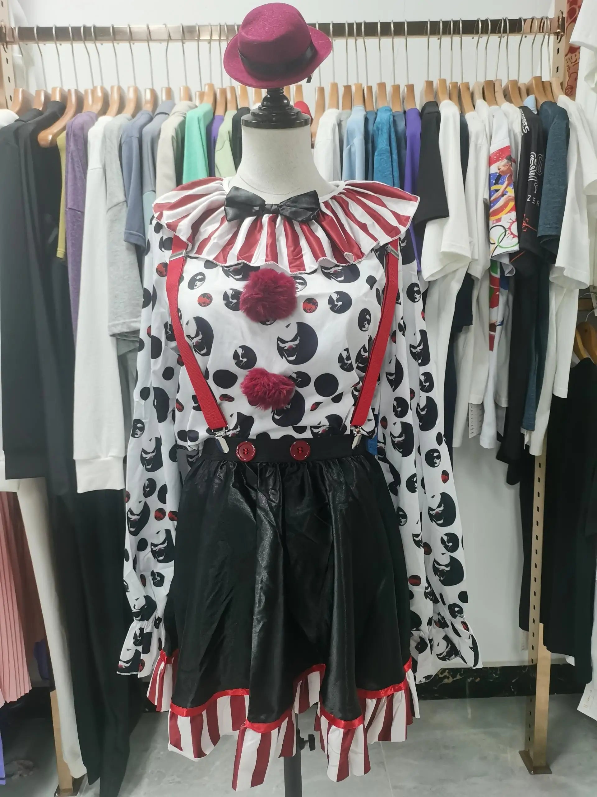 Halloween Clown Costume Women Dress Suit Acrobatic Performance Outfit Family Look Suit - girl / XL