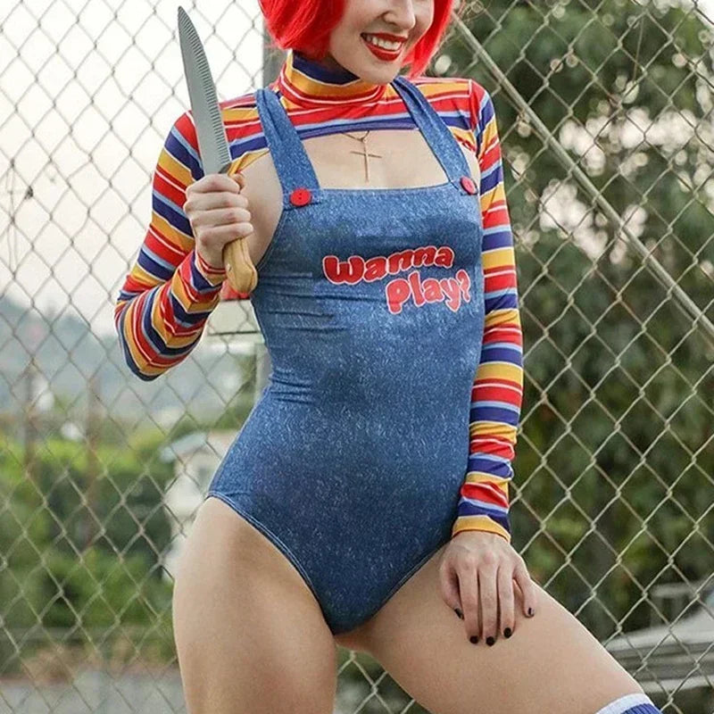 Women's for Scary Nightmare Killer Doll Wanna Play Movie Character Costume - alternate view 5