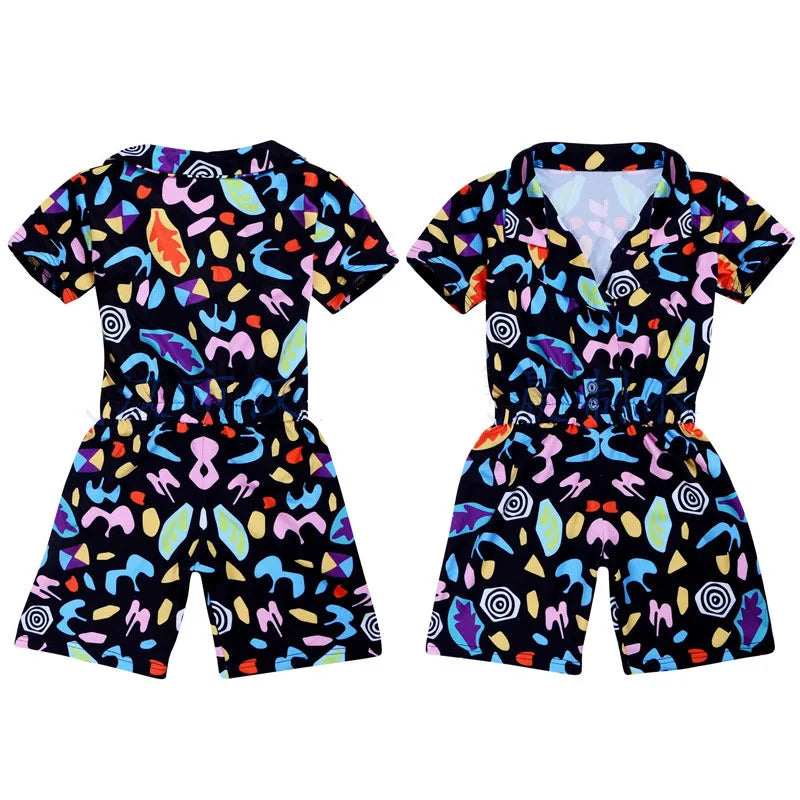 Kids Retro 1980s Drama-Inspired Costume – Short-Sleeve Jumpsuit
