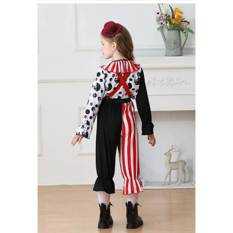 Halloween Costume Horror Clown Dresses Pants Headwear Sets Theme Outfits for Girls - 06 / Adult M