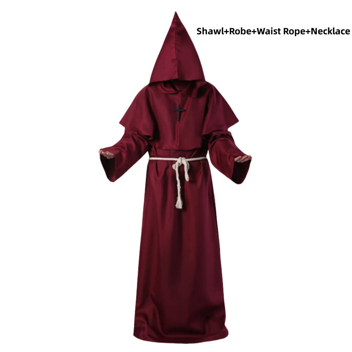 Adult Wizard Middle Ages Christian Monk Friar Priest Hooded Costume - alternate view 11