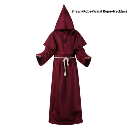 Adult Wizard Middle Ages Christian Monk Friar Priest Hooded Costume - alternate view 11