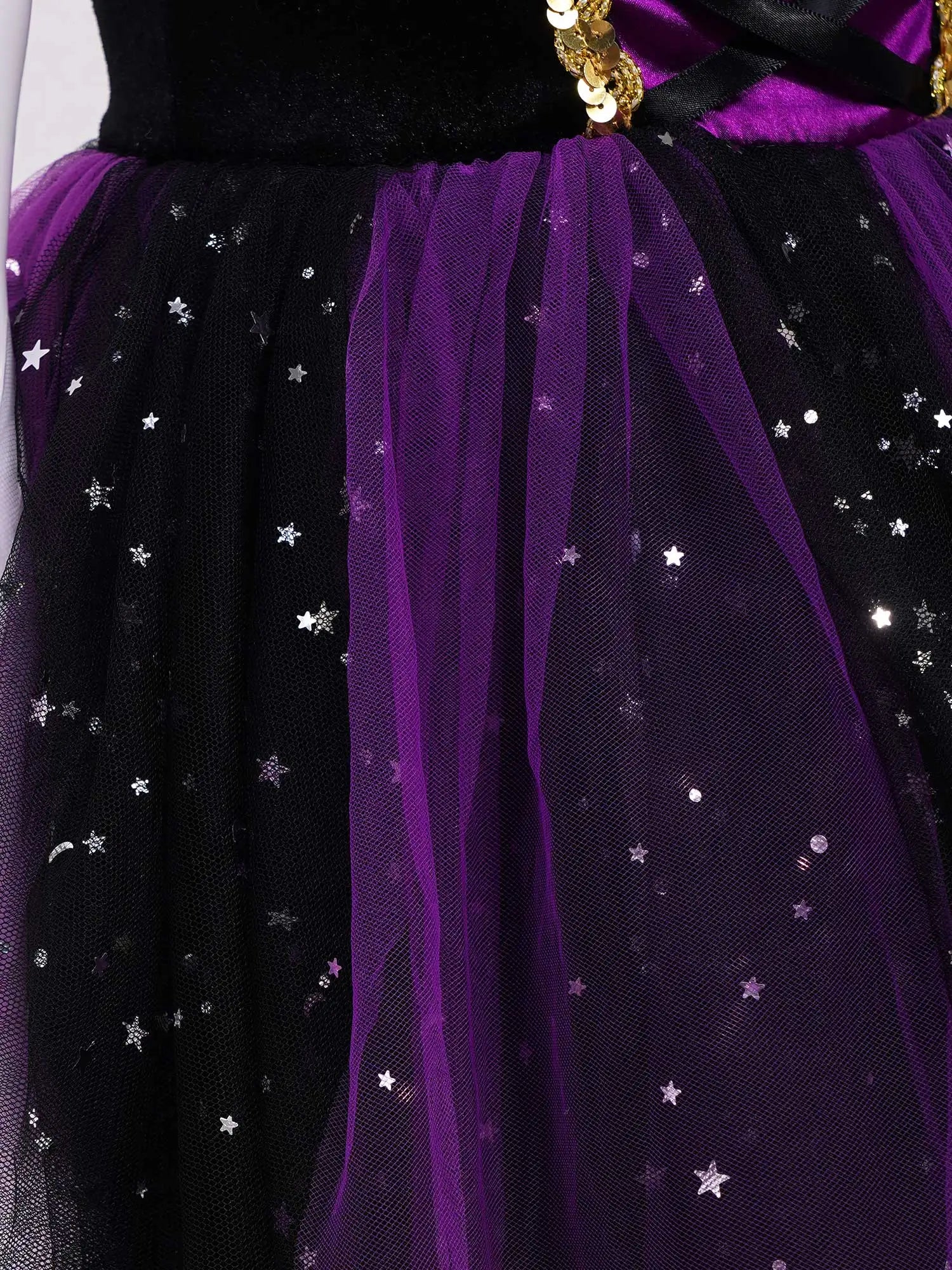 Kids Girls Witch Costume Halloween Cosplay Dress Glittery Mesh Tutu Dress with Pointed Hat for Dress Up - product image 5
