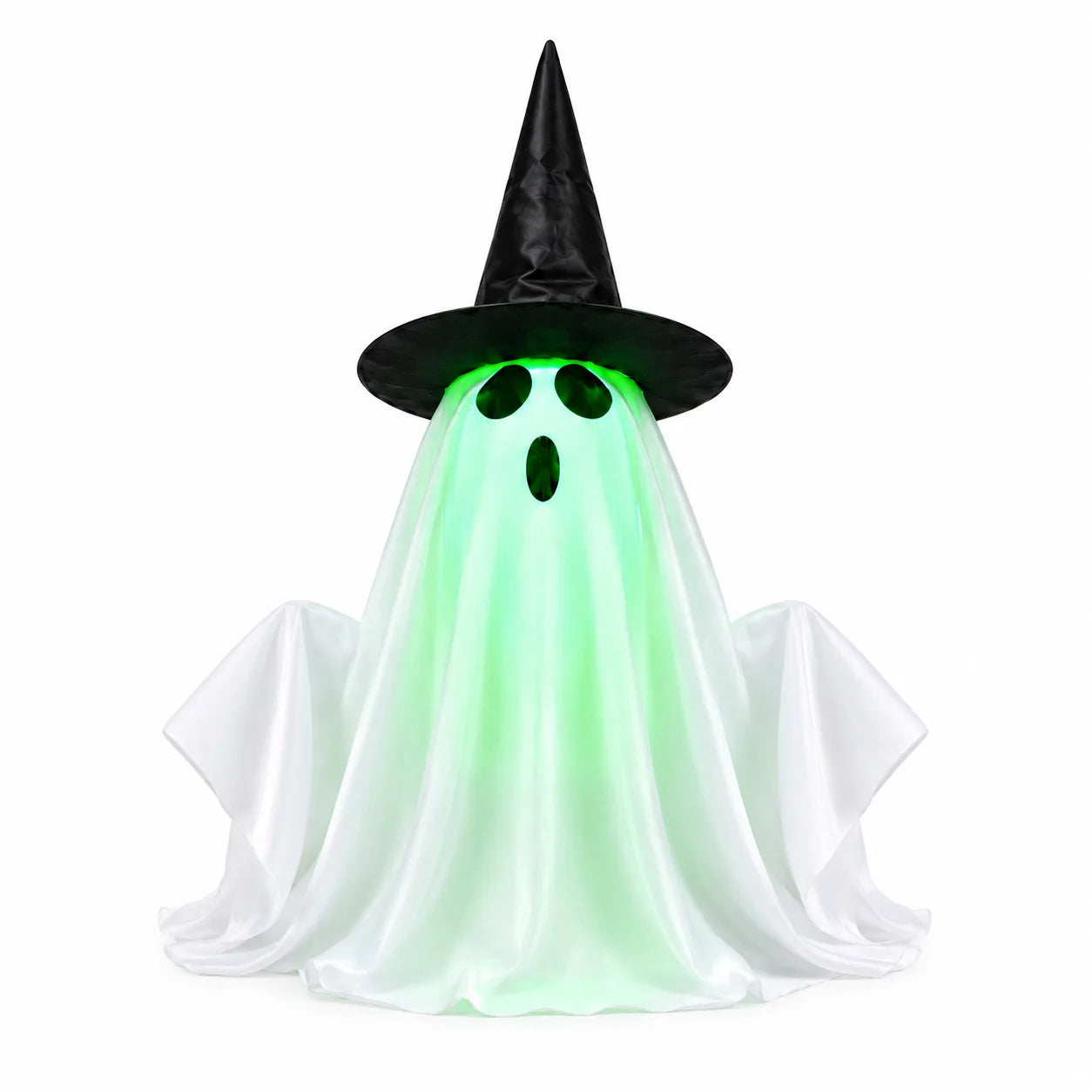 Rising Halloween Ghost Decor With Witch Hat, Glowing Green Face With Spooky Sound Effect, Tabletop Haunted