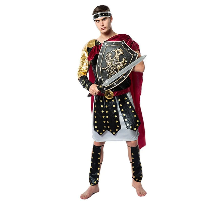 Male Roman Gladiator Soldier Costume Halloween Costume Soldier Warrior Armor Spartan - View 6