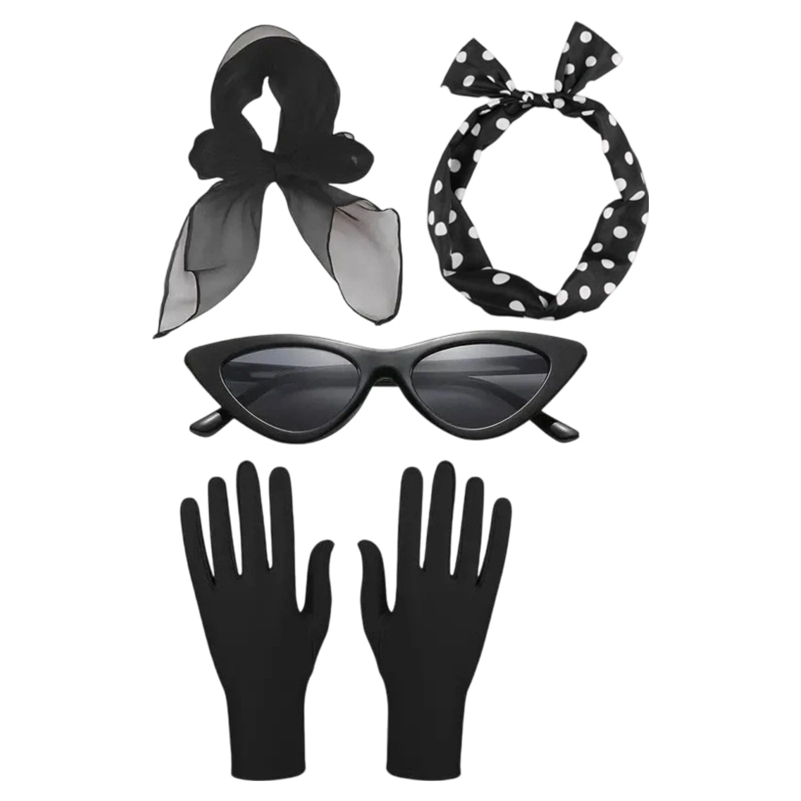 50s 60s Women's Costume Retro Party Outfit Set with Headband Scarf Glasses Gloves Accessories - product image 5