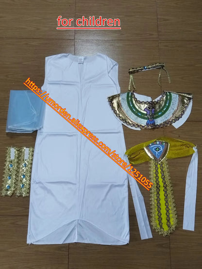 Umorden Adult Kids Egypt Nile Pharaoh Cleopatra Costume for Women Men Boys Girls Family Halloween New Year - product image 6