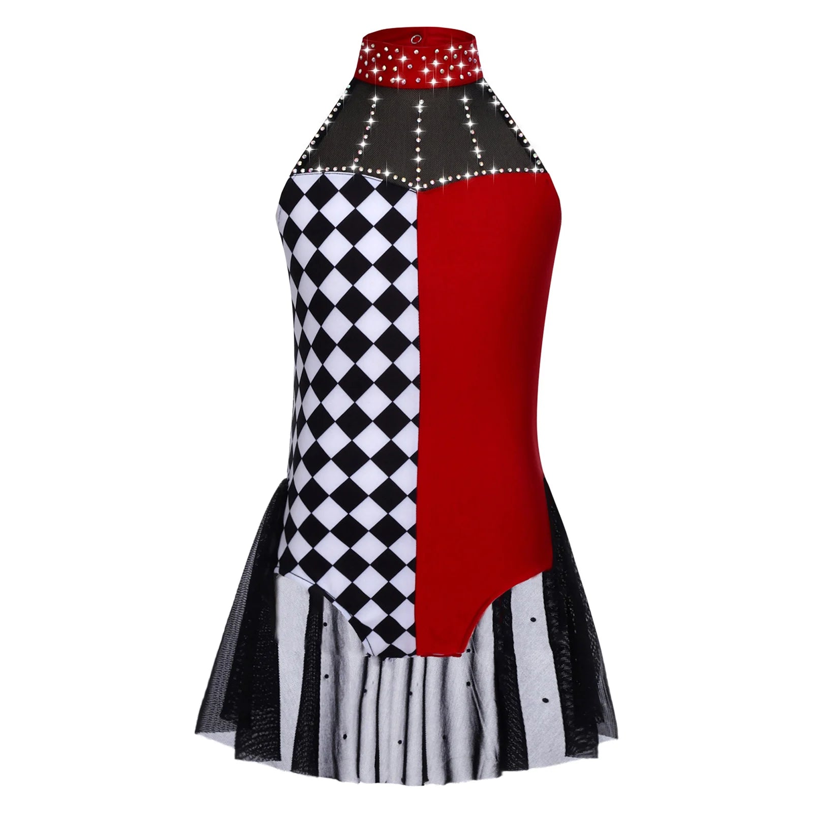 Kids Girls Clown Circus Ringmaster Costume Halloween Costume Skirted Leotard Color Block - White / 12