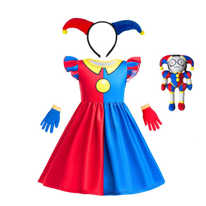 Pomni Halloween Costume for Kids the Amazing Digital Circus Character Derss Gloves and - Clown Dress B 02 / 120(4Y)