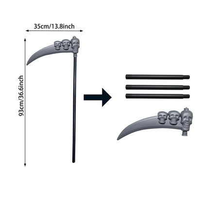 Scary Halloween Grim Reaper Costume Set Scythe Hooded Cape Skull Face Mask Gloves for Kids - View 10
