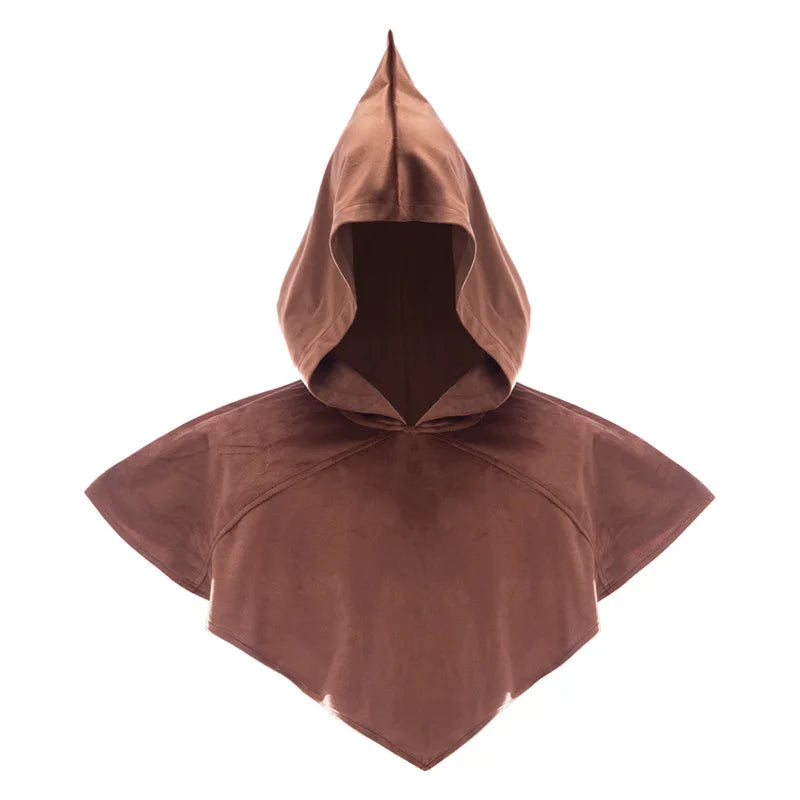 Cos Medieval Costume Hooded Cape Wizard Short Cloak Halloween Costumes for Women Men - Red / One Size