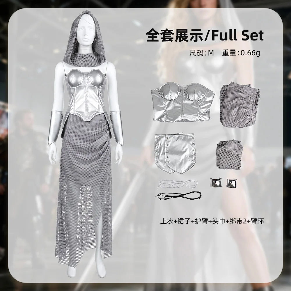 Women's Medieval Knight Warrior Renaissance Costume - Silver XXXL