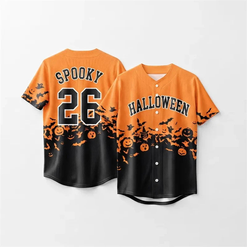Personalized Name 3D Printed Baseball Jersey Bat Spider Web Print Shirt Men Women