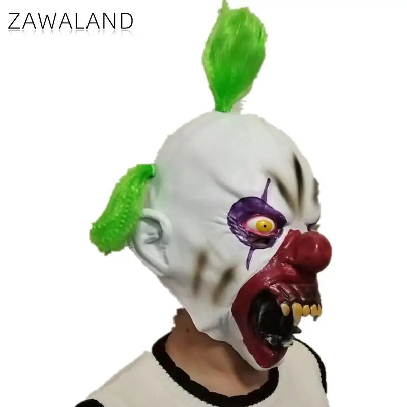 Zawaland Halloween Scary Clown Mask Green Hair Sharp Teeth Horror Costume Prop Costume - View 3
