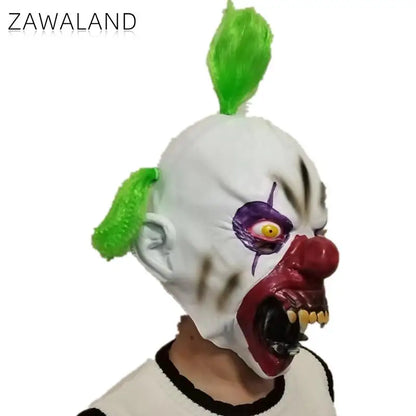 Zawaland Halloween Scary Clown Mask Green Hair Sharp Teeth Horror Costume Prop Costume - View 3