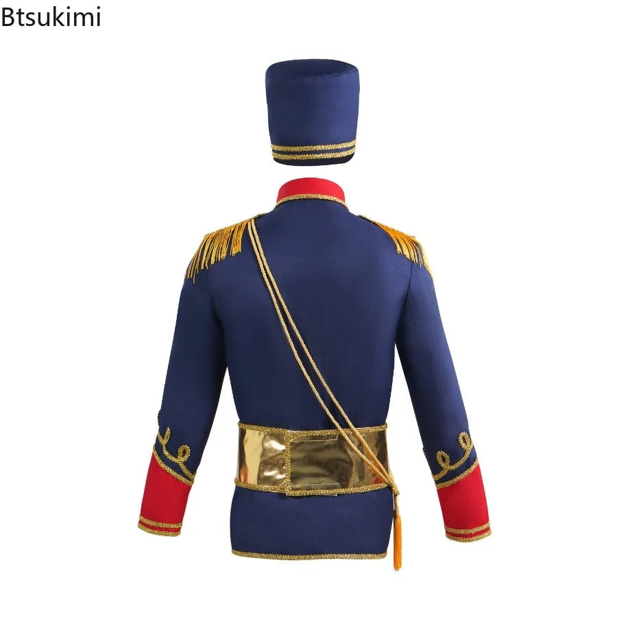 Medieval Royal Military Costume Uniform Coat Colonial Tuxedo Halloween Court Jacket Adult - Black / XXL