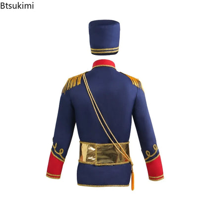 Medieval Royal Military Costume Uniform Coat Colonial Tuxedo Halloween Court Jacket Adult - Black / XXL