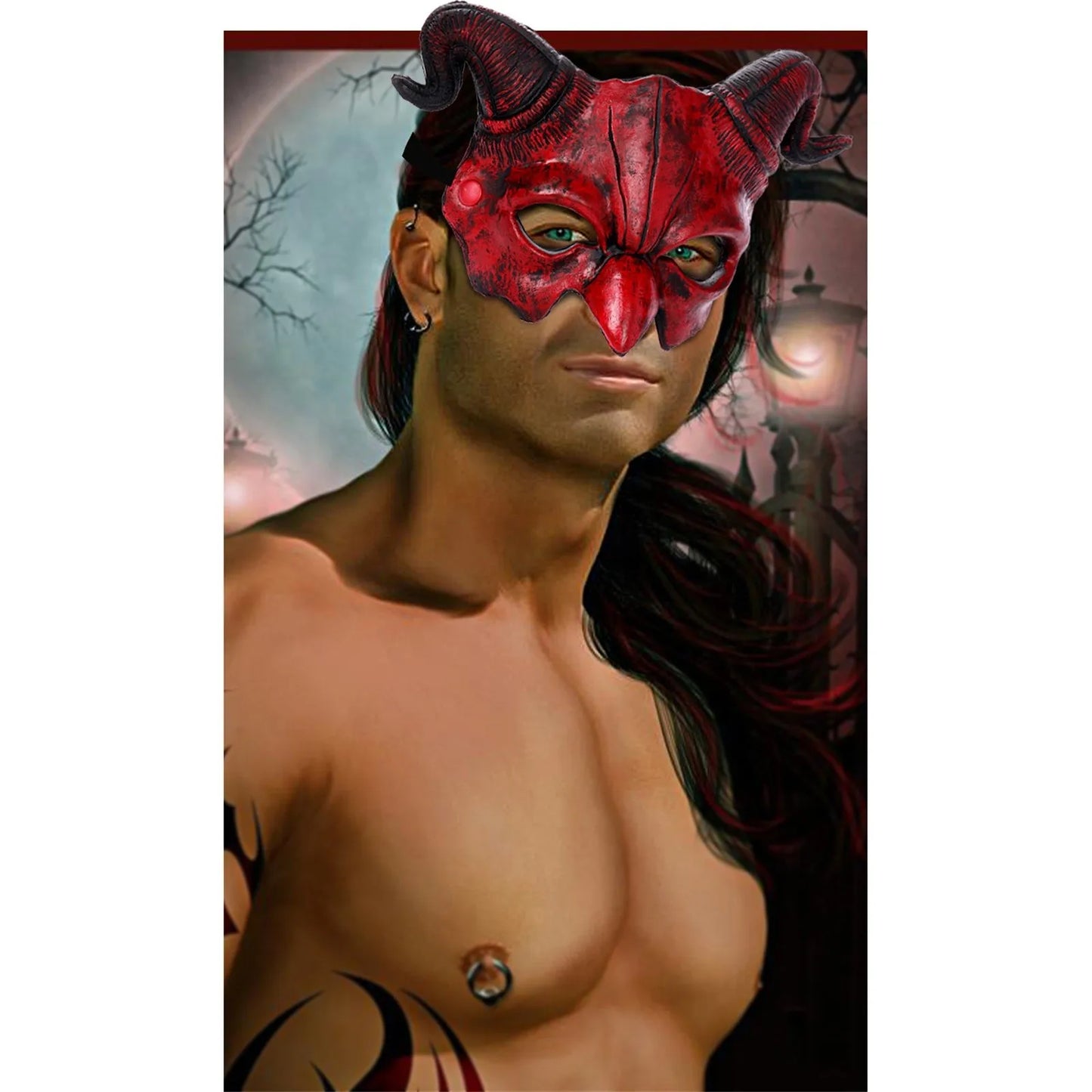 Halloween Devil Horror Half Face Mask Scary Horn Ghost Mask Monster Costume for Halloween - View 4