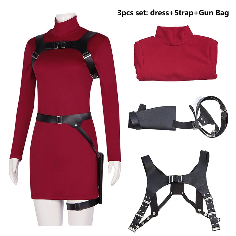 Female Ada Costume Wong Costume Dress Belt Cosplay Outfits Halloween Disguise Suit for - Package 2 / S
