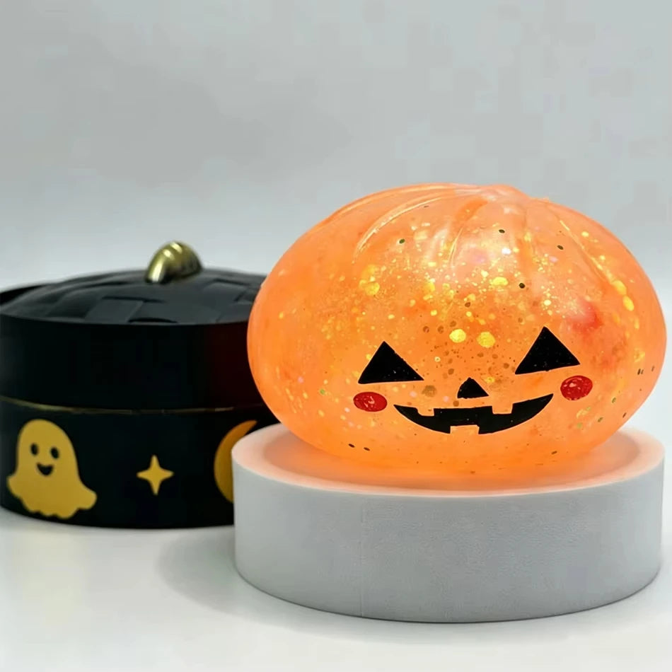 6 Styles Halloween Bun Squishy Toys Glitter Pumpkin Eyeball Cute Face Squeeze - product image 4