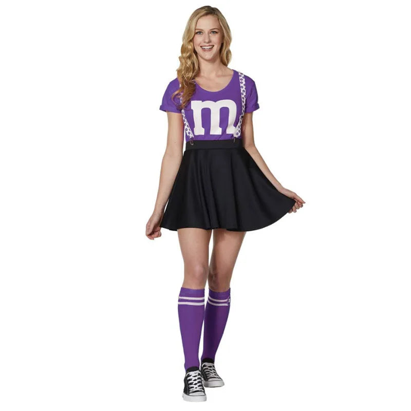 Women's M&M's Team T-shirt Black Skirt Stocking Funny Costume - alternate view 6