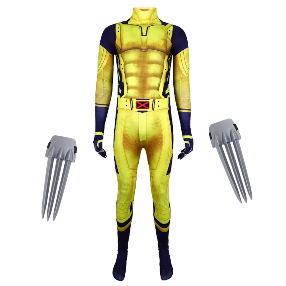 red-and-black masked anti-hero vs yellow clawed superhero Boys Superhero costume Spandex Suits with Accessories Swords Claws Children Birthday - product image 5
