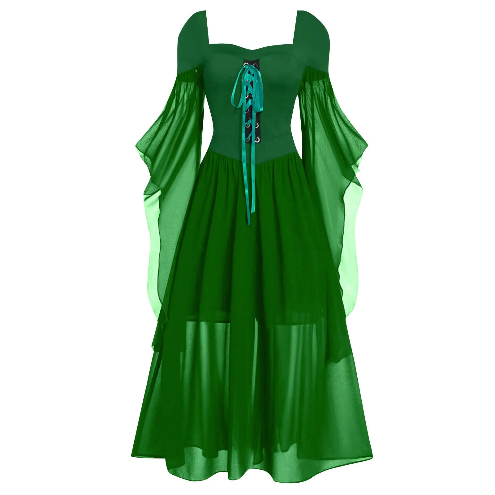 Women's Vintage Gothic Dress Halloween Witch Cosplay Costumes Off Shoulder Lace-Up Medieval Maxi Dress Retro - product image 13