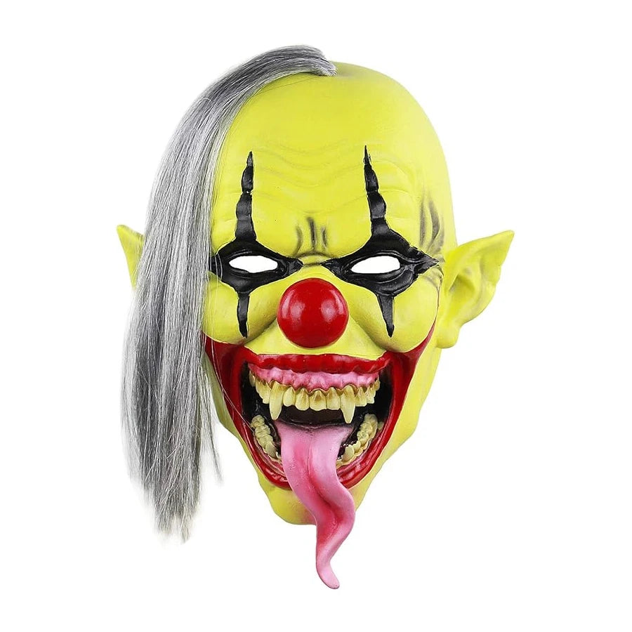 Halloween Mask – Green Horror Clown Mask with Hair, Terrifying Halloween Costume Face Mask for AdultsParty