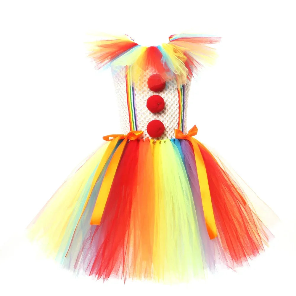 Clown Costumes Rainbow Tutu Dress for Kids Girls Circus Horror Clown - product image 6