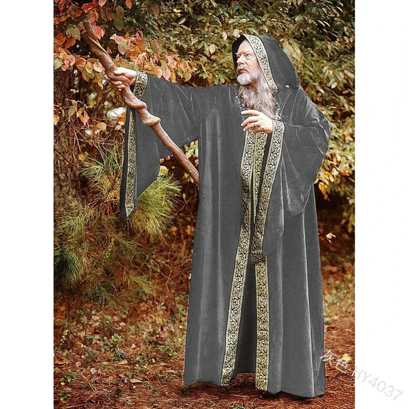 Costume Medieval Cape Cloak Adult Hooded Death Vampire Wizard Monk Witch Costume Priest