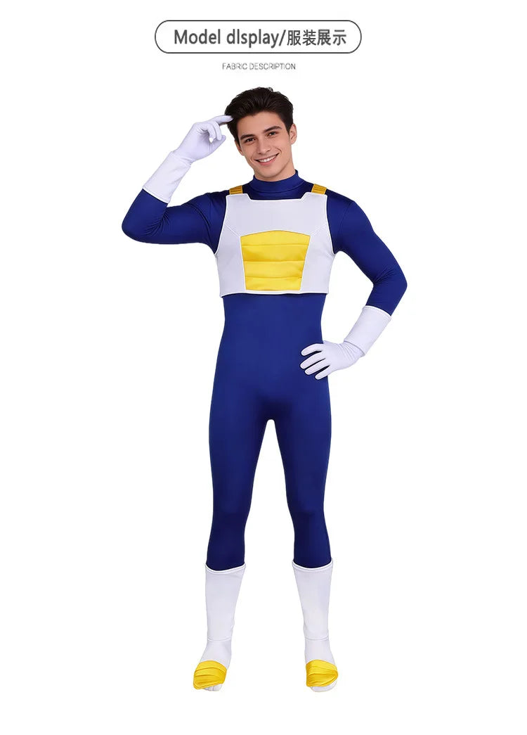 Vegeta Costume Wigs Anime Superhero Costume Adult Men Fantasy Halloween - suit / M
