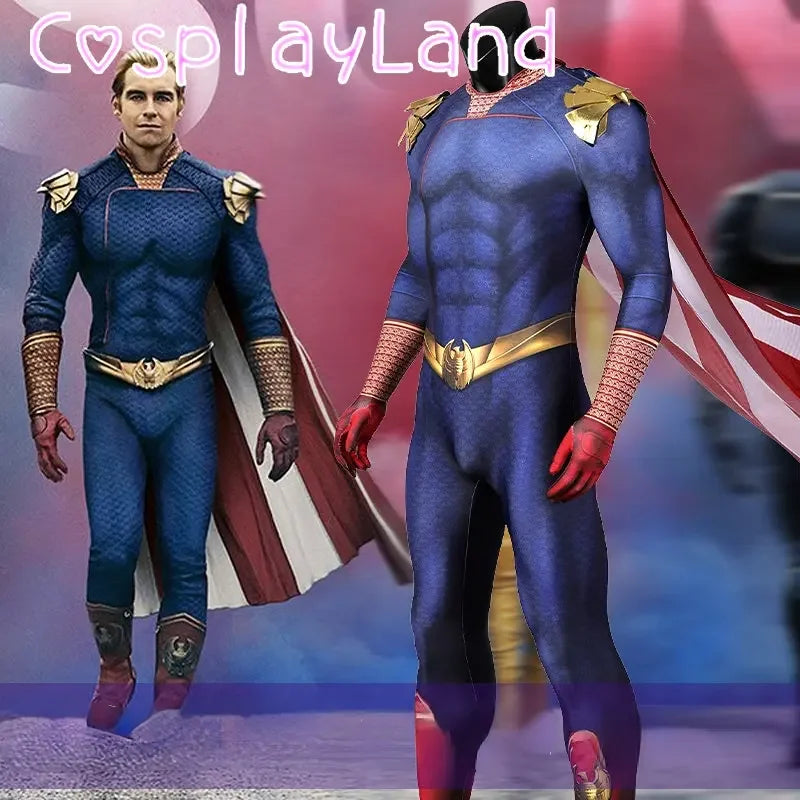 The Boys 3 Homelander Cospaly Costume Adult Halloween Costumes Antony Starr Jumpsuit Cloak - The Boys 3 Homelande / S