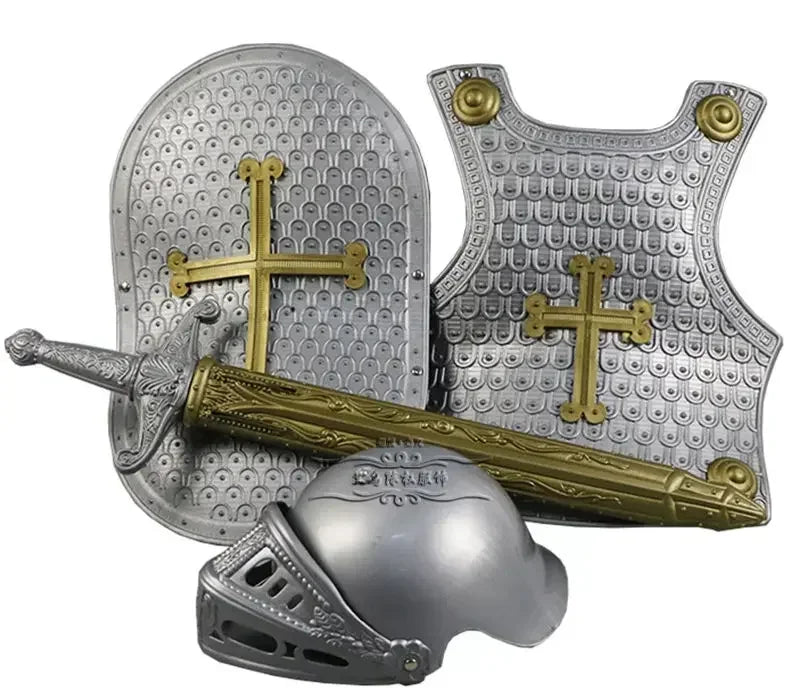 4pcs/set Kid Size Hero Knight/Gladiator Warrior Suit Armor Shield Sword Costume