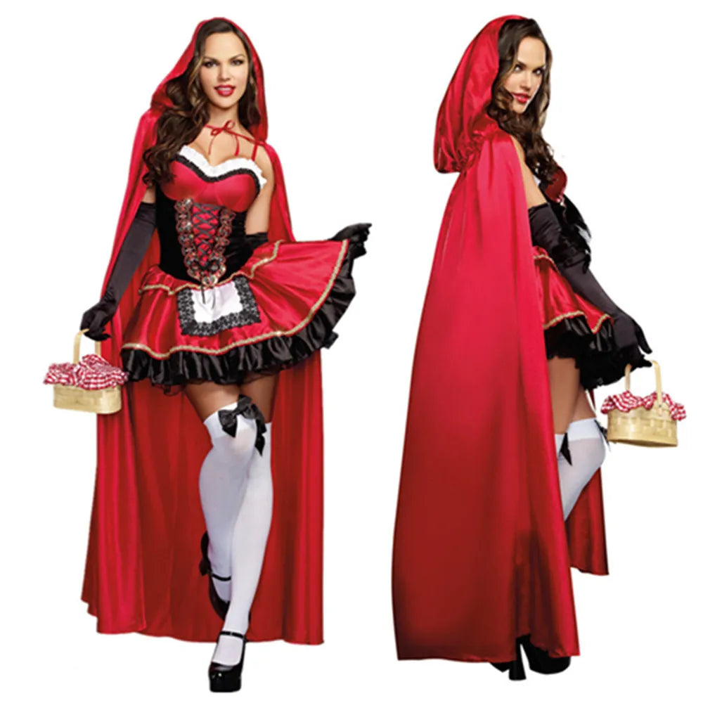 Halloween Costumes For Adult Women Little Red Riding Hood Costume Cloak Queen Fairy Cosplay Uniforms - product image 1