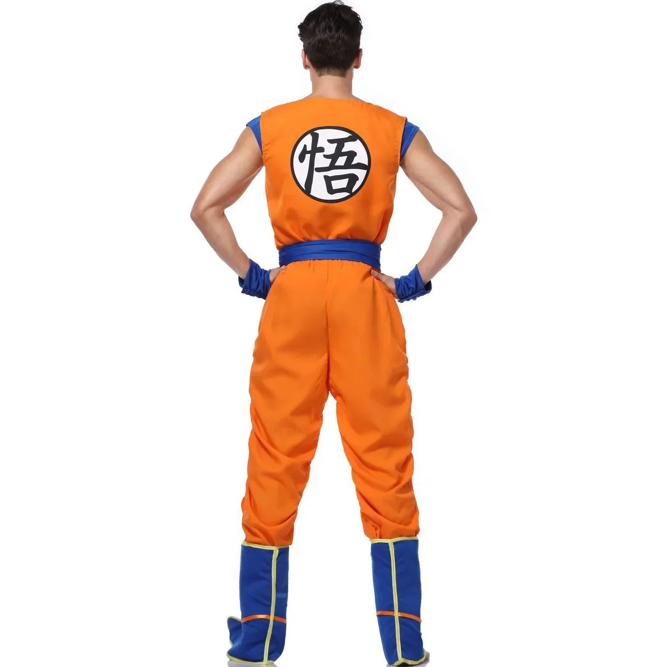 Adult Man Halloween Japanese Anime Son Spiky-Haired Martial Arts Hero Costume Superheroes Orange Jumpsuit Up - Orange / M
