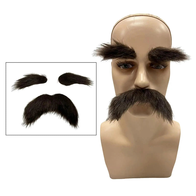Fake Facial Hair Set Fake Eyebrow Mustache Kit Halloween Masquerade Cosplay Prop Male Club Party Costume - product image 4
