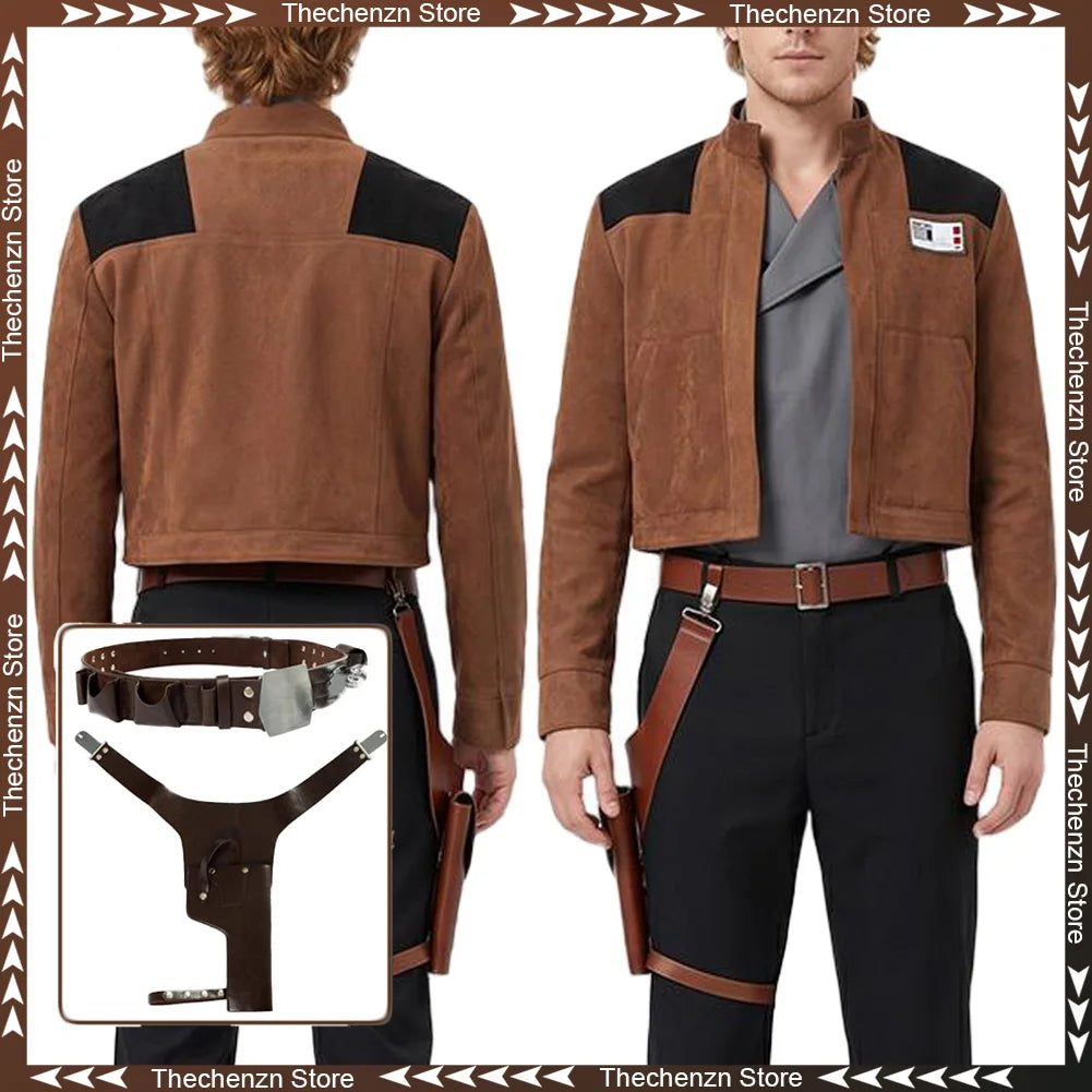 Han Costume for Men Solo Belt Movie Space Battle Man Costume Halloween Adult Male Outfits - Body Data / XL