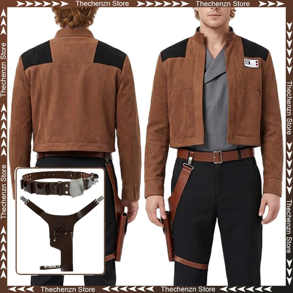 Han Costume for Men Solo Belt Movie Space Battle Man Costume Halloween Adult Male Outfits - Body Data / XL