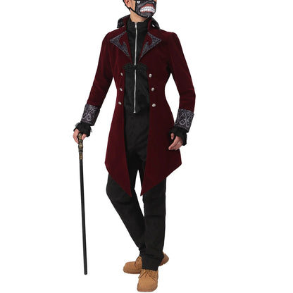 Halloween Formal Costume Men's Steampunk Coats Plus Size S-3XL Men's Medieval Retro Jacket - Red / XXL