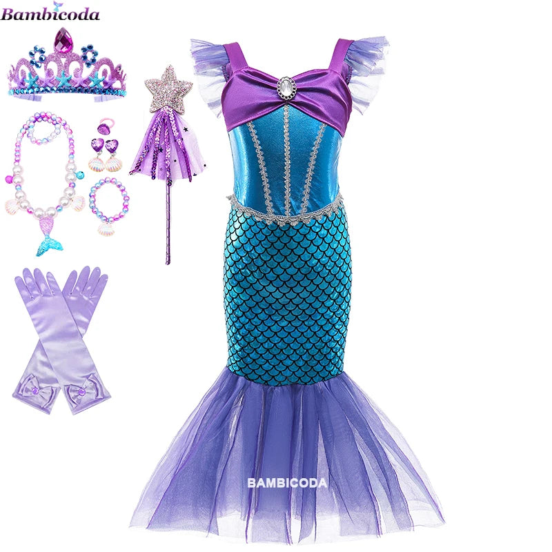 Ariel-Inspired Mermaid Princess Costume for Girls | Dress-Up Gown