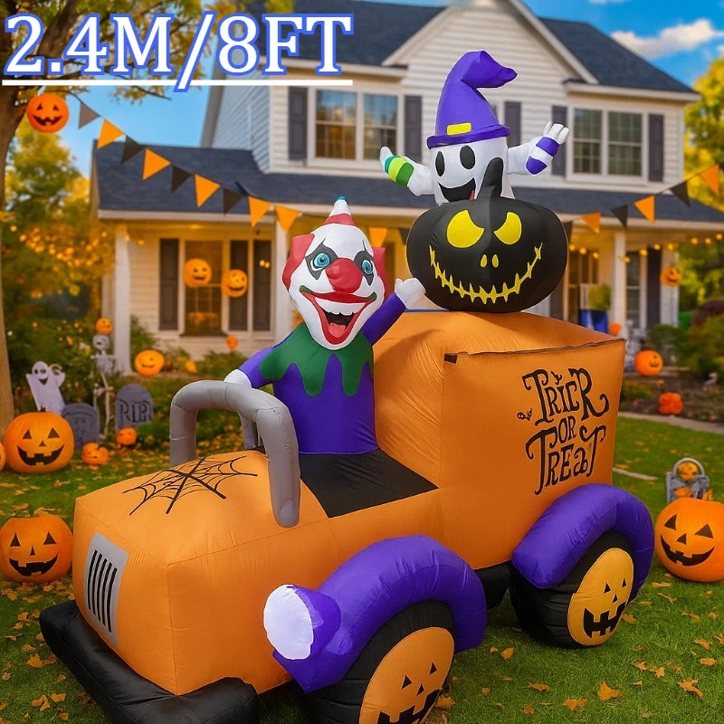 8FT & Holiday DIY Decorations Inflatables Clown Ghosts Truck Built-in