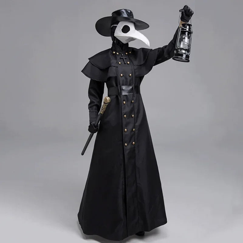 Halloween Medieval Hooded Robe Plague Doctor Costume Mask Hat for Men Monk Costume - Costume No Accessory / 4XL