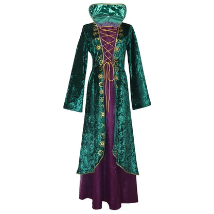 Adult Halloween Hocus Pocus Witch Mary Sarah Winifred Dress Cospaly Vampire Movie - A / L