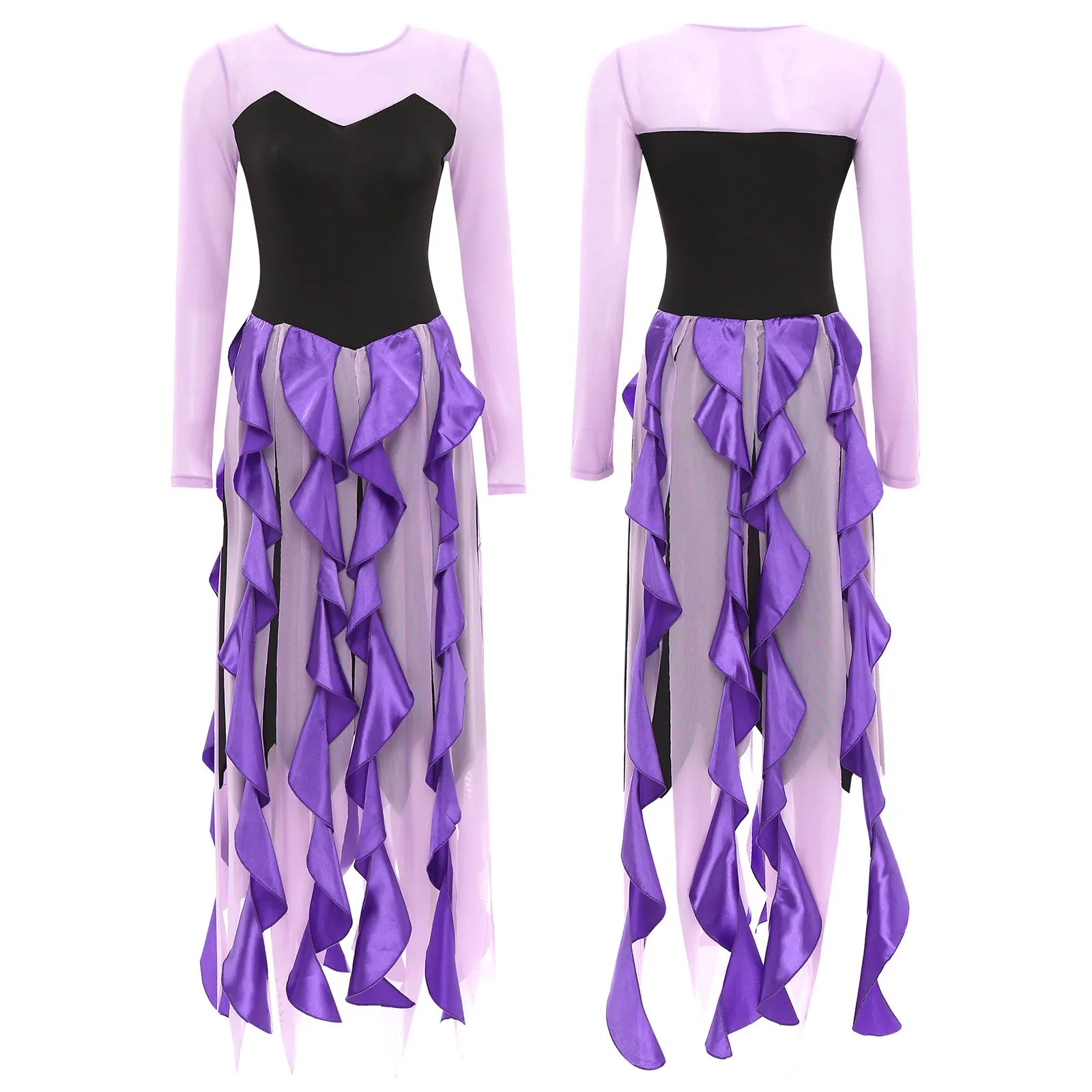 Ursula-Inspired Women's Sea Witch Halloween Costume Dress - Purple XXL