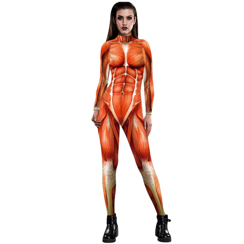 Halloween Costume for Men and Women Anime Movie Imitation Muscle Abs Digital Printing - WOMEN / S