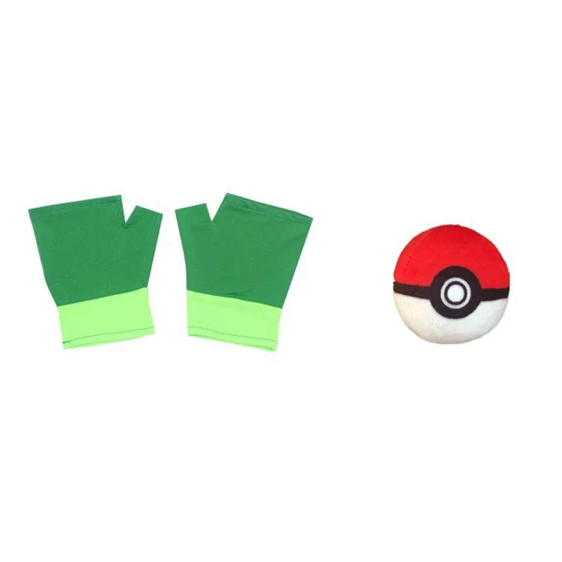 Men Anime Trainer Costume Boys Ash Ketchum Adult for Girls Halloween Women Blue Jacket Cap - Glove ball Hat / S
