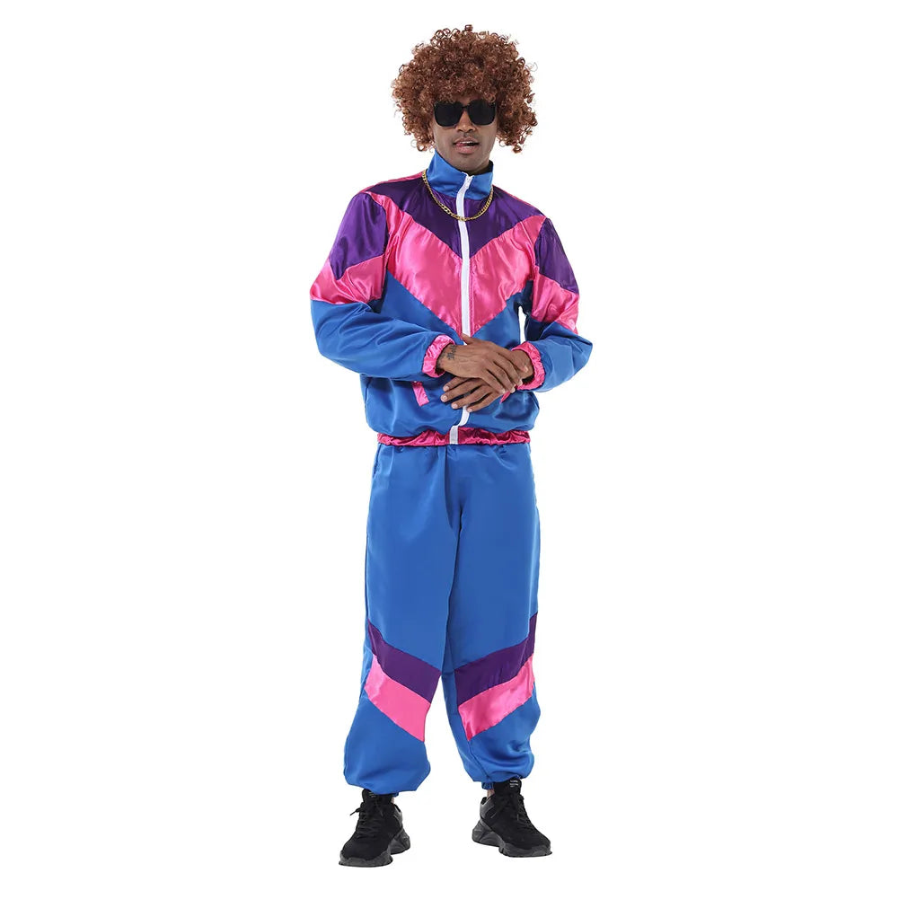 Adult Women Men 80s 90s Retro Sportwear Hippie Disco Cosplay Costume Outfits Halloween Carnival Suit Party - product image 2
